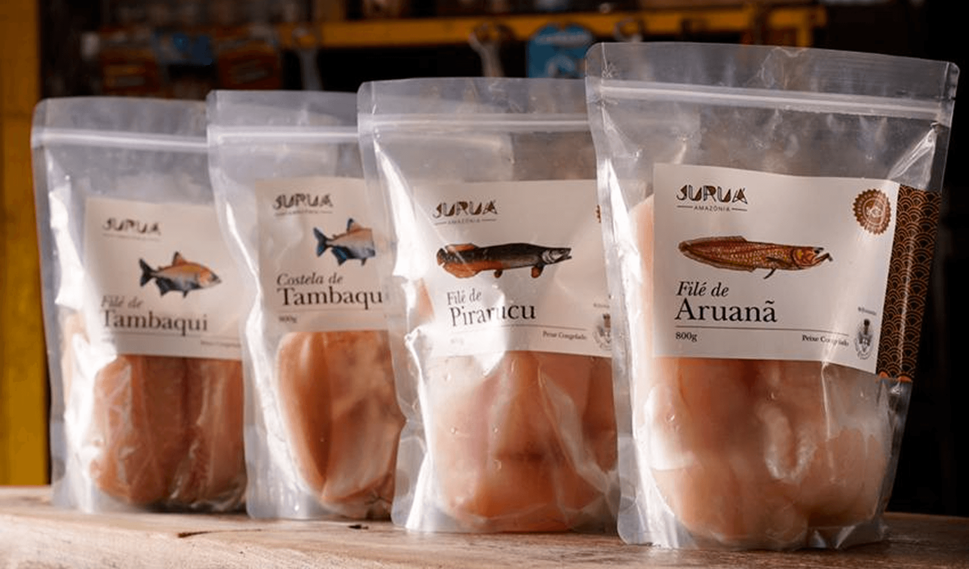 Peixes amazônicos embalados